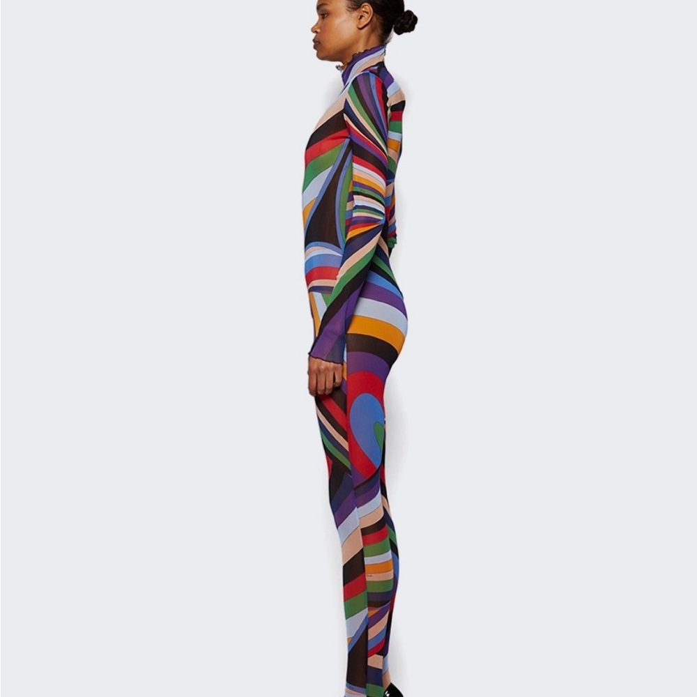 Emilio Pucci Vibrant Multicolor Printed High-Neck Jumpsuit - Picture 3 of 12